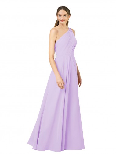 Best Sleeveless Long One Shoulder Sheath Lilac Evening Dress UK