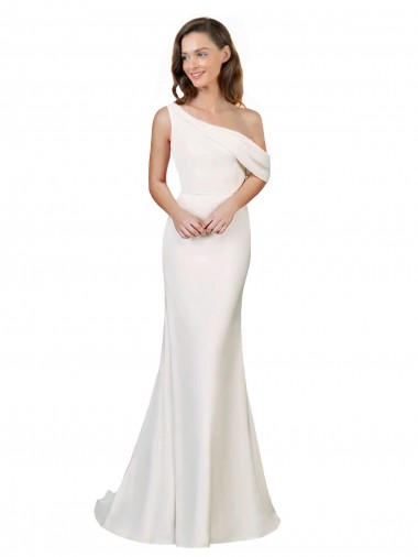 Best Sleeveless Sweep Train One Shoulder Sheath Evening Dress UK