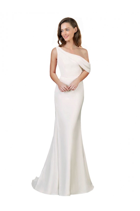 Best Sleeveless Sweep Train One Shoulder Sheath Evening Dress UK