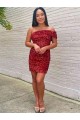 Best Sleeveless Short One Shoulder Sheath Burgundy Homecoming Dress UK