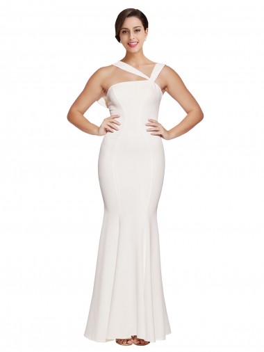 Best Sleeveless Low Back Long Square Neck Sheath Ivory Evening Dress UK