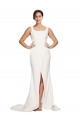 Best Sleeveless Low Back Sweep Train Square Neck Sheath Semi Formal Evening Dress UK