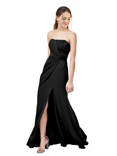 Best Sleeveless Low Back Long Strapless Sheath Evening Dress UK