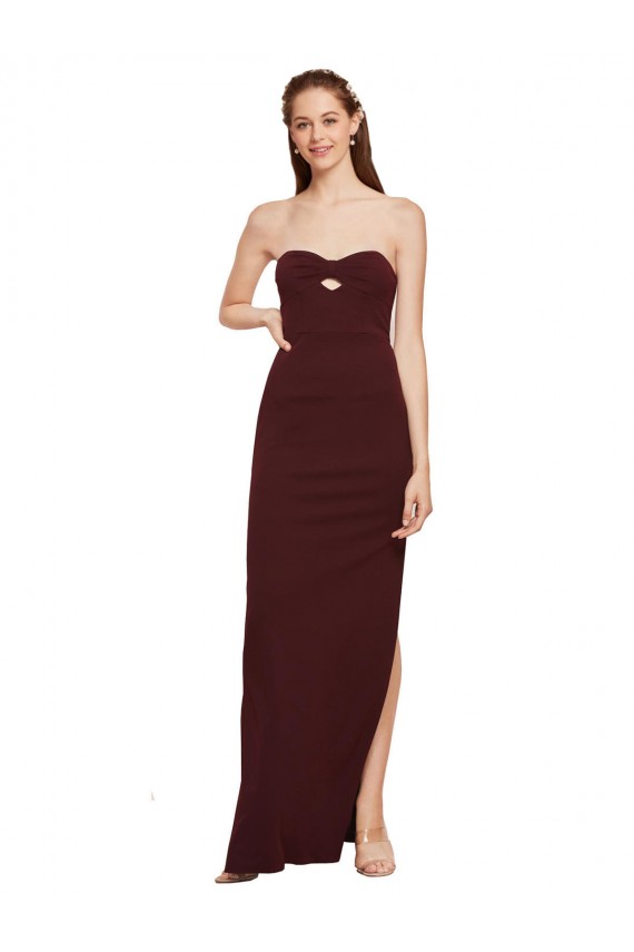 Best Sleeveless Long Strapless Sheath Stretch Crepe Evening Dresses UK