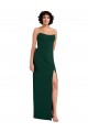 Best Sleeveless Low Back Long Strapless Sheath Midnight Green Evening Dress UK