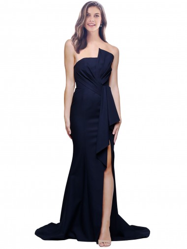 Best Sleeveless Low Back Sweep Train Strapless Sheath Formal Evening Dress UK