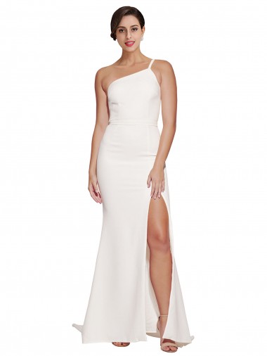 Best Sleeveless Sweep Train Strapless Sheath Semi Formal Bridal Party Dress UK