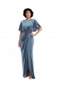 Best Flutter Sleeves Open Back Long Sheath Maxi Evening Dress UK