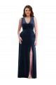 Best Sleeveless Long V-Neck Sheath Stretch Velvet Maxi Evening Dress UK