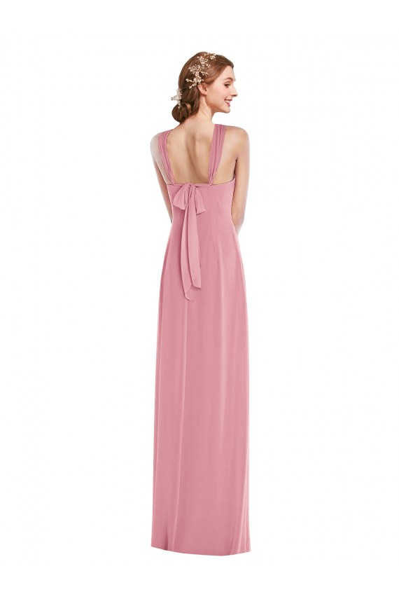 Best Sleeveless Open Back Long Halter Neck A-Line Skin Pink Maxi Evening Dress UK