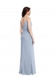 Best Sleeveless V-Back Long Cowl Neck Sheath Evening Gown UK