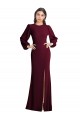 Best Puff Sleeves Open Back Long Bateau Neck Trumpet Evening Dress UK