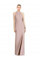 Best Sleeveless Open Back Long Halter Neck Trumpet Dusty Pink Semi Formal Evening Dress UK