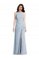 Best Sleeveless Long Halter Neck Trumpet Light Sky Blue Maxi Evening Dress UK