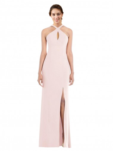 Best Sleeveless Low Back Long Halter Neck Trumpet Evening Dress UK