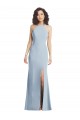 Best Sleeveless Open Back Long High Neck Trumpet Light Sky Blue Maxi Evening Dress UK