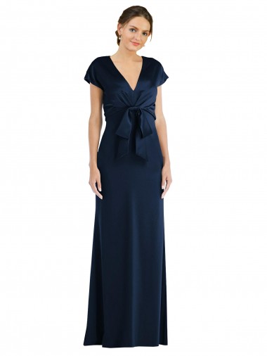 Best Cap Sleeves Keyhole Back Long Off the Shoulder Trumpet Evening Dress UK