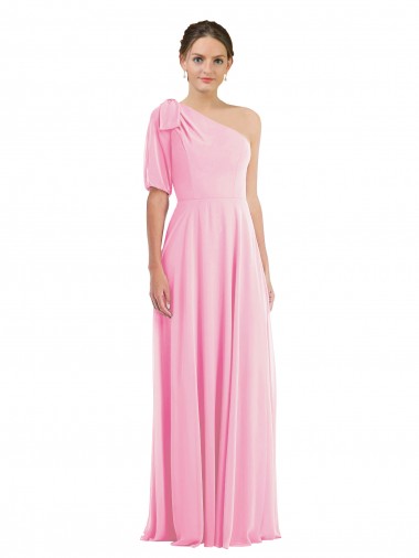 Best Sleeveless Long One Shoulder Trumpet Barely Pink Maxi Evening Dress UK