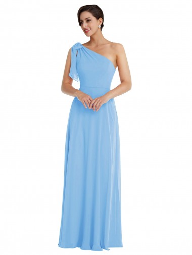 Best Sleeveless Long One Shoulder Trumpet Soft Chiffon Maxi Evening Dress UK