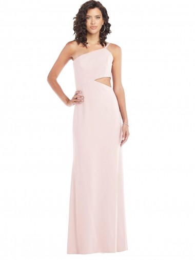 Best Sleeveless Long One Shoulder Trumpet Stretch Crepe Maxi Evening Dress UK