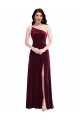 Best Sleeveless Long One Shoulder Trumpet Stretch Velvet Maxi Evening Dress UK