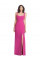 Best Sleeveless Low Back Long Square Neck Trumpet Stretch Crepe Maxi Evening Dress UK