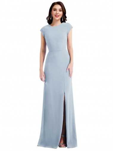 Best Cap Sleeves Open Back Long Trumpet Maxi Evening Dress UK