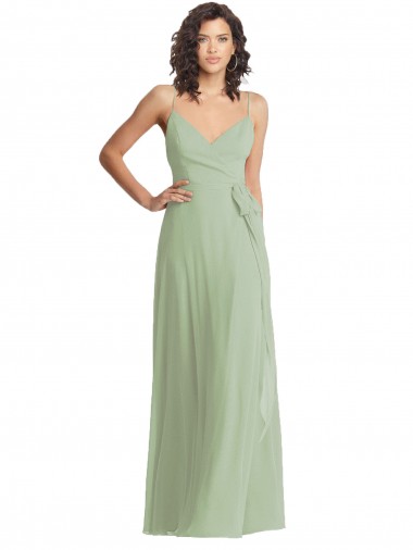 Best Sleeveless Long V-Neck Trumpet Smoke Green Maxi Evening Dress UK