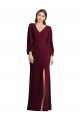 Best Puff Sleeves Long V-Neck Trumpet Semi Formal Evening Dress UK