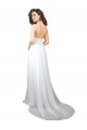 Best Sleeveless Low Back Sweep Train V-Neck A-Line Semi Formal Evening Dress UK